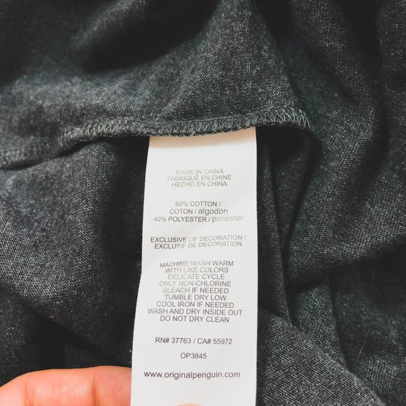 Original Penguin Grey Black Stripe Raglan Shirt S - Picture 8 of 8